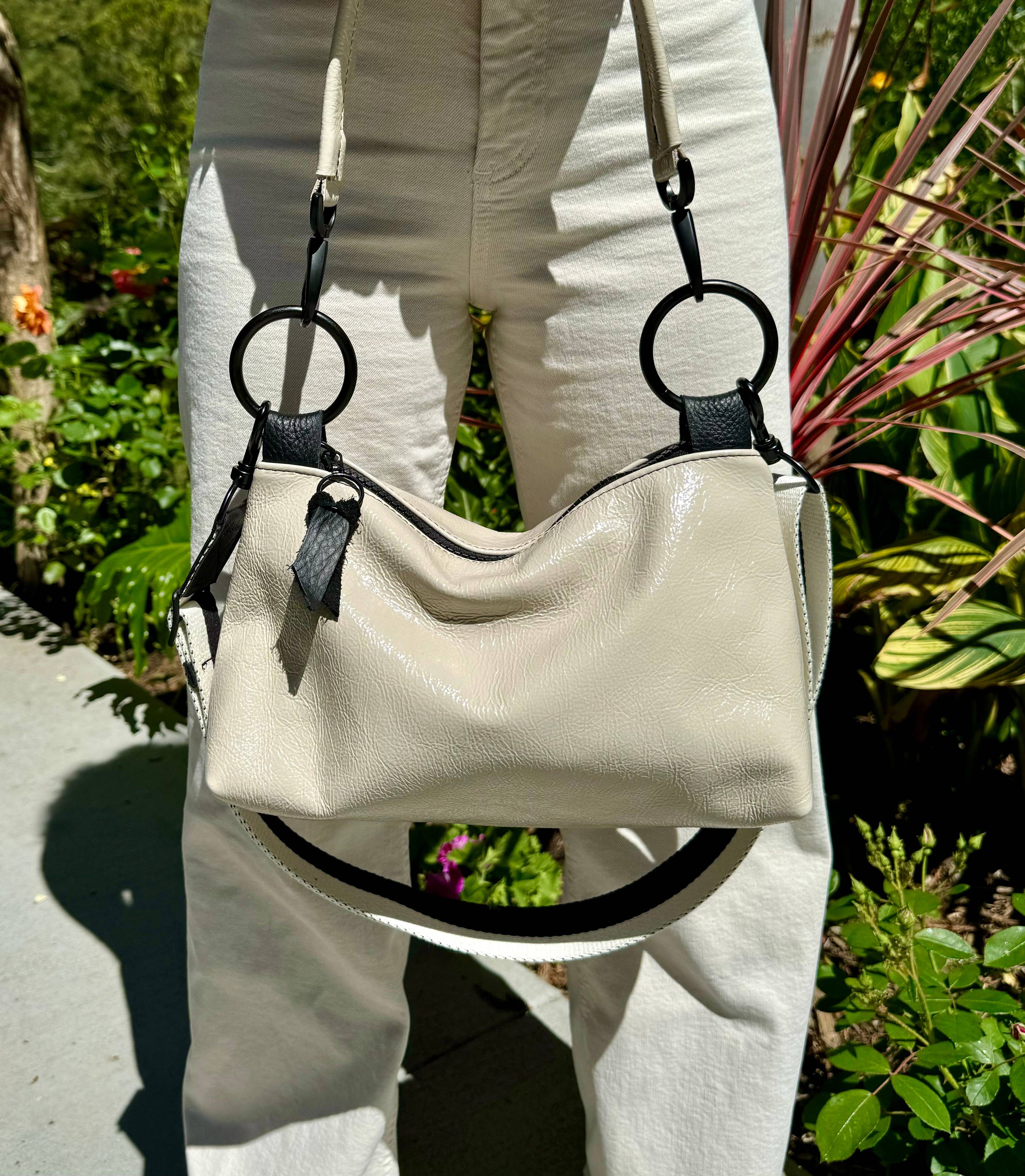 Eggshell crinkle patent leather Lou Lou Shoulder/Crossbody Bag for wholesale on Faire1