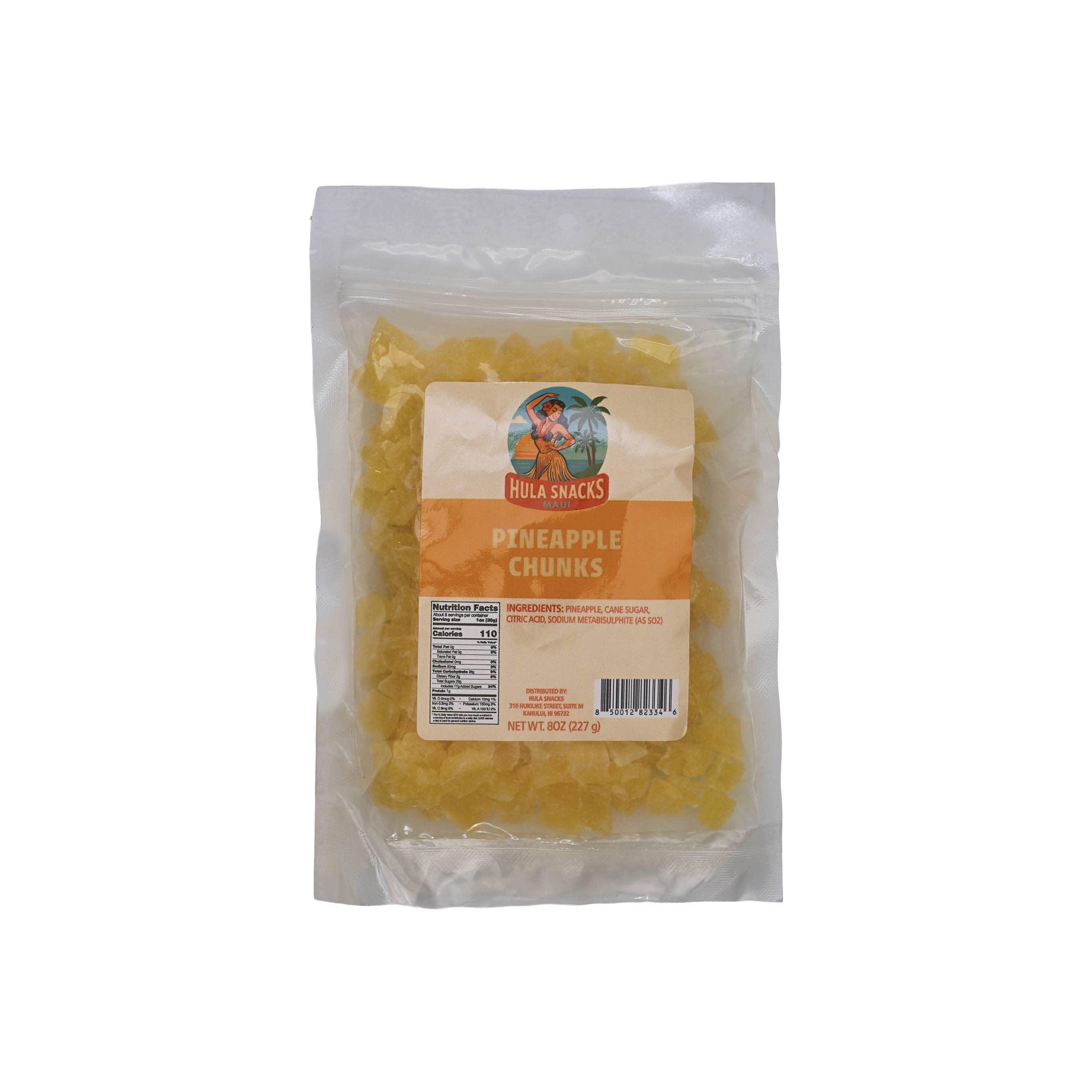 Hawaiian Sweets - Wholesale Dried/Dehydrated Fruit - Hula Snacks - Pineapple Chunks - 8 oz