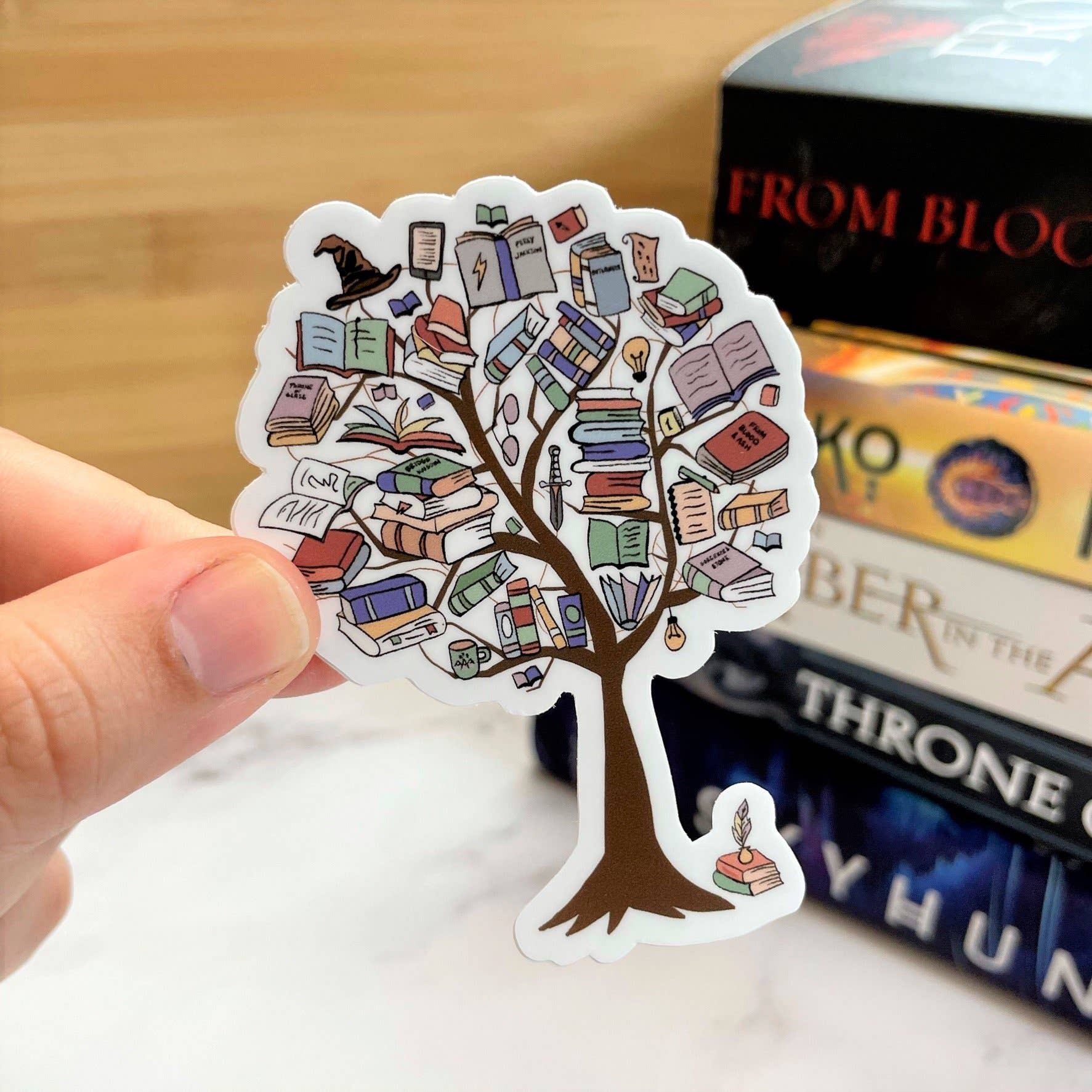 Kingdom of Threads – wholesale Sticker – Fantasy Book Tree Sticker, 3-inch3