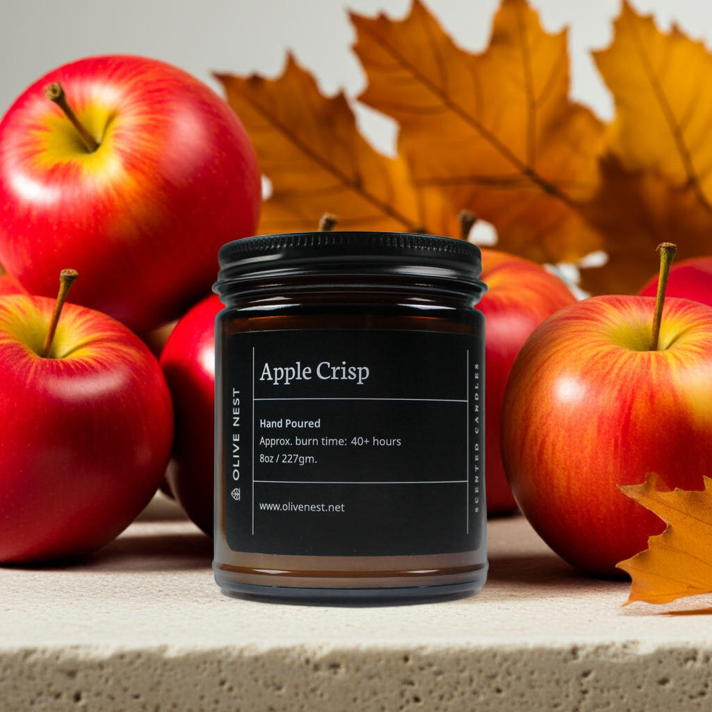 OLIVE NEST - Wholesale Jar/Filled Candle - FALL Favorite Apple Crisp Soy Blend Wood Wick Candle3