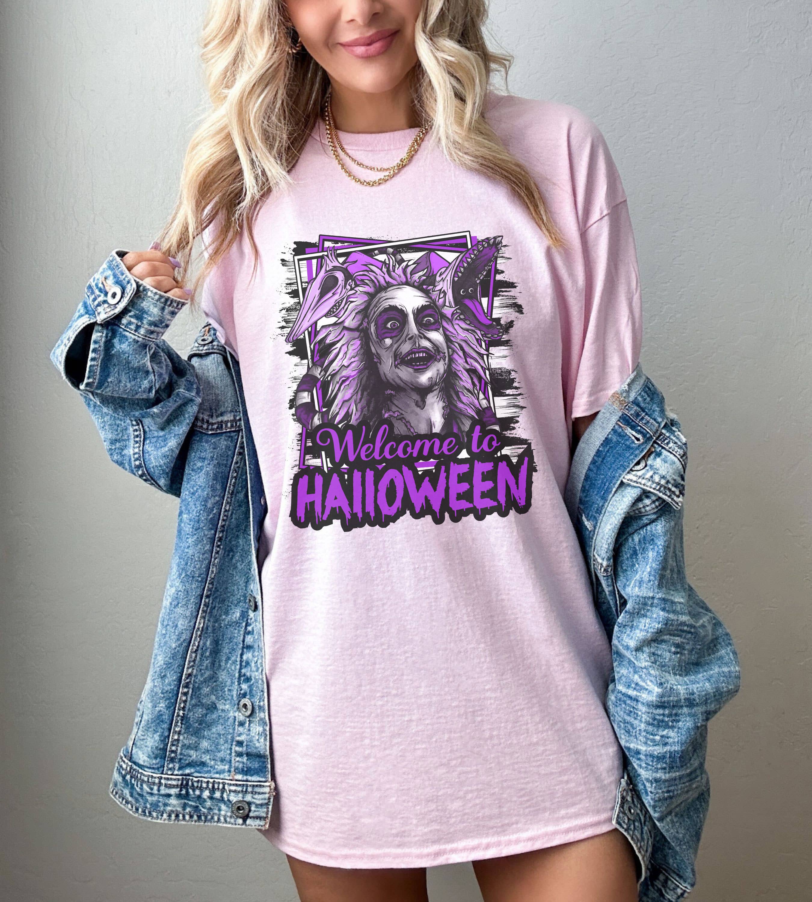 SONDO DESIGN LTD - Venta al por mayor Camiseta estampada - Mujer - Camiseta Welcome To Beetlejuice, camisa de Tim Burton para Halloween6