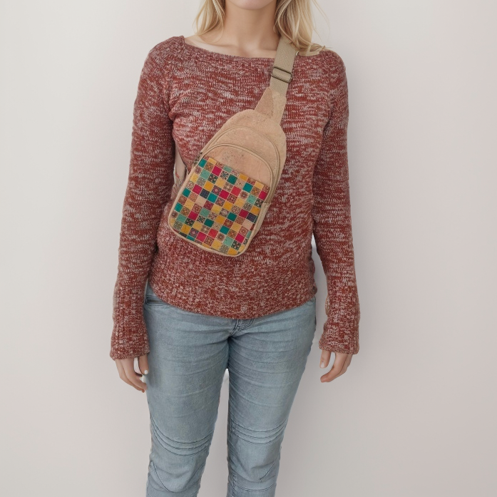 Meninas Bonitas Cork - Venta al por mayor Bandolera - Mujer - Bolso bandolera de tres compartimentos para mujer Natural BAG-22960