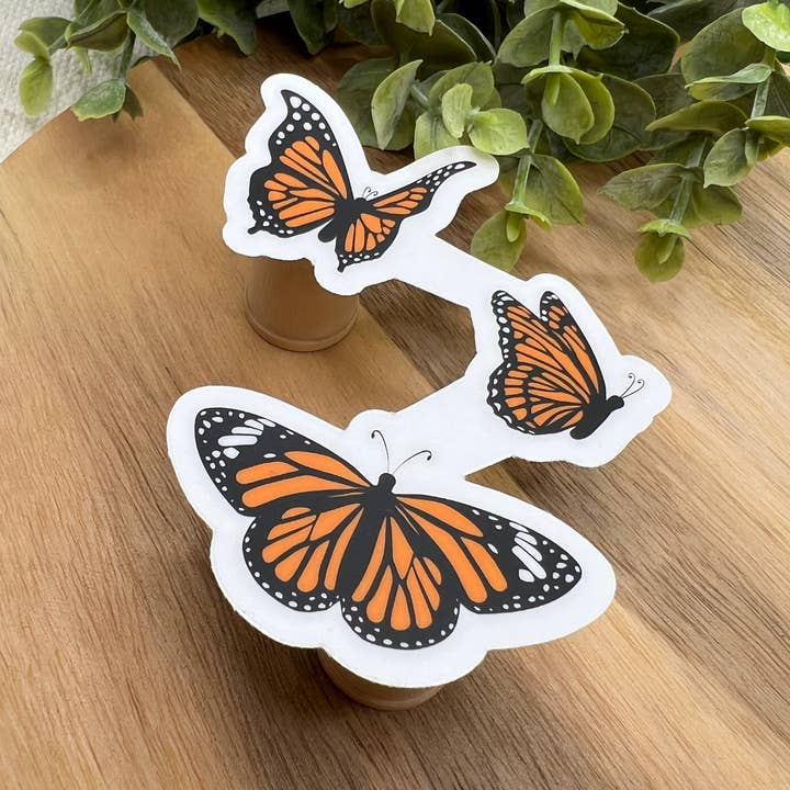 Monarch Butterfly Clear, Waterproof Sticker for wholesale by Crafted by Chris Co.