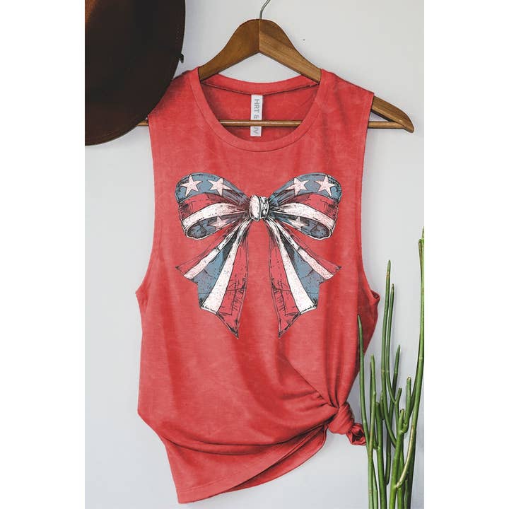 HRTandLUV - Wholesale Tank Top - Women's - AMERICAN FLAG RIBBON MINERAL GRAPHIC TANK TOP2