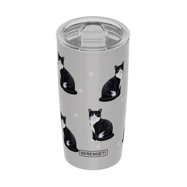 3D Printed Black & White Cat Tumbler, Leak-Proof, Durable for wholesale by E&S Pets