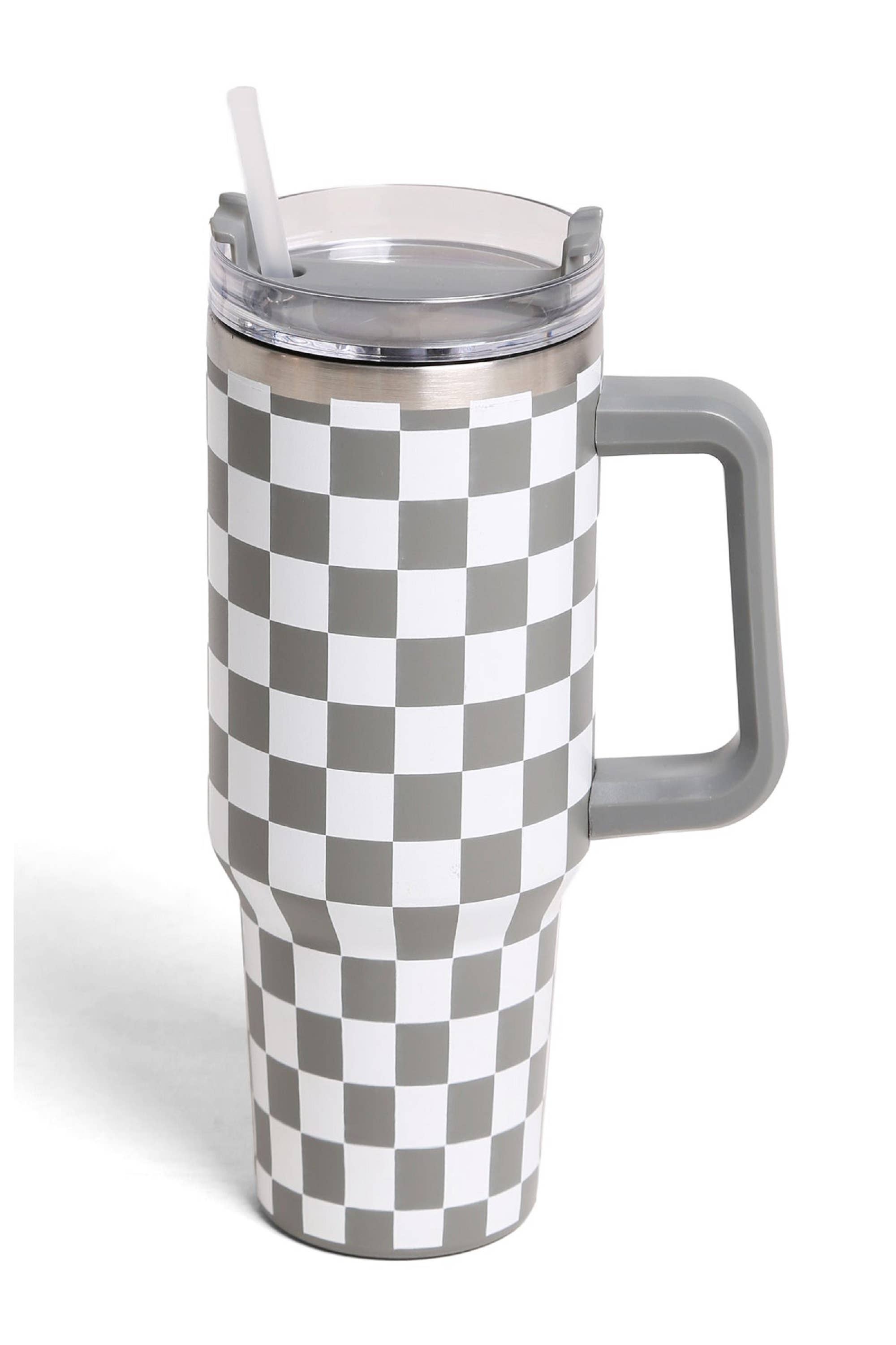 MiMi Wholesale - Vente Gourde/bouteille isotherme - Gobelet à carreaux TUM802 de 40 oz avec poignée0