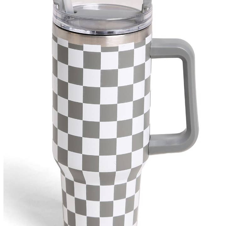MiMi Wholesale - Vente Gourde/bouteille isotherme - Gobelet à carreaux TUM802 de 40 oz avec poignée