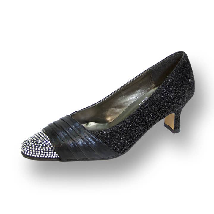 FLORAL Dolly Women's Wide Width Glittery Metallic Dress Pumps for wholesale by FazPaz