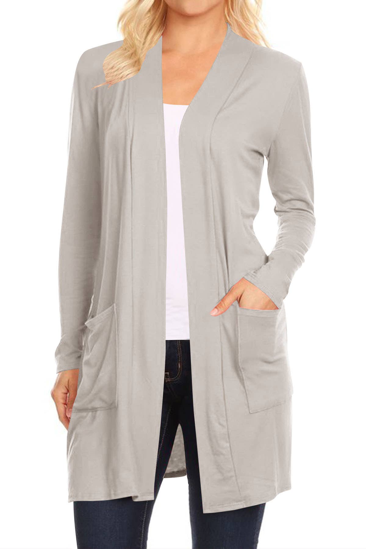 MOA COLLECTION - Wholesale Cardigan - Women's - Casual Solid Open Front Basic Cardigan Jacket3