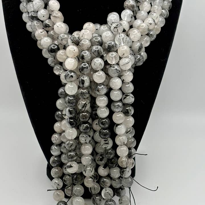 10mm Natural Black Toumaline Smooth Quartz Bead Strand for wholesale by Csr jewelry design