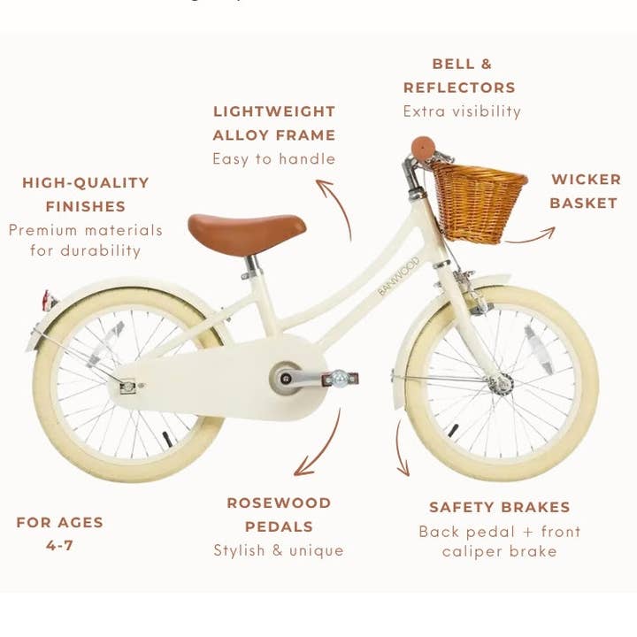 Banwood Inc - Vente Vélo et trottinette – enfant - VÉLO CLASSIQUE BANWOOD 16" VINTAGE - CRÈME2
