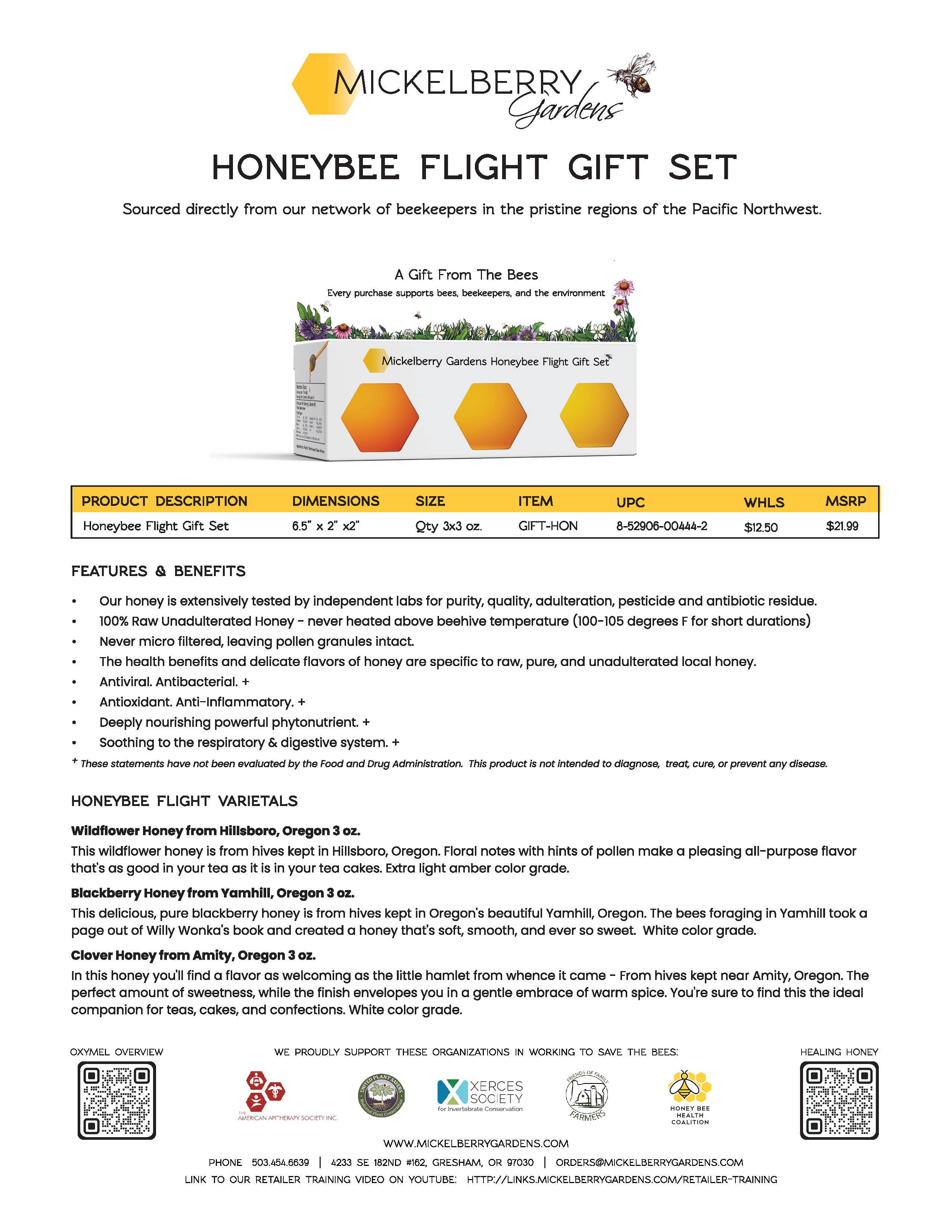 Mickelberry Gardens - Vente Miel - Coffret Cadeau Vol d'Abeille — fabriqué en Oregon3