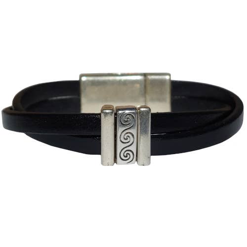 The Essence of Silver – Großhandel Armreif – Damen Scroll Lederarmband