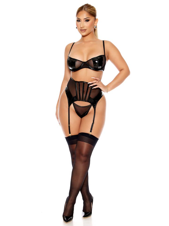 Forplay Inc. - Wholesale Lingerie Set - Women's - Opposites Attract Bra and Waist Cincher Lingerie Set