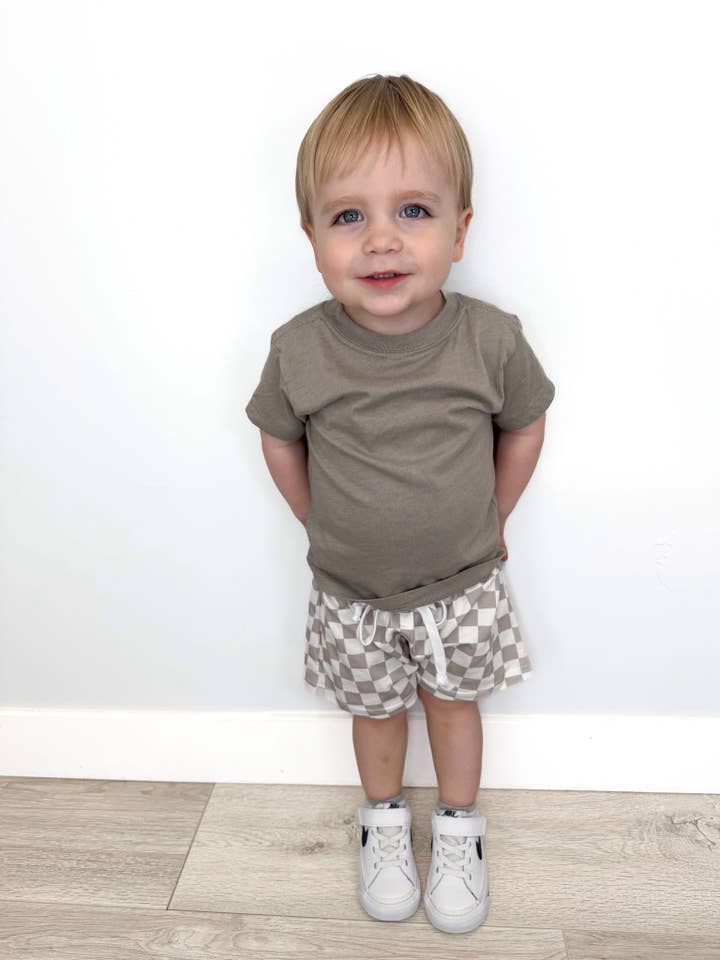 Lettie Grays Clothing - Wholesale Shorts - Kids - Taupe | Harem Checkered Shorts5