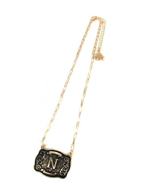Snowing West - Wholesale Pendant/Charm Necklace - Western Belt Buckle Initial Necklace13