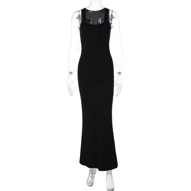 Syrrios Gifts LLC - Wholesale Dress - Women's - Women’s Black Bodycon Maxi Dress Sleeveless Tank Long Slim F4