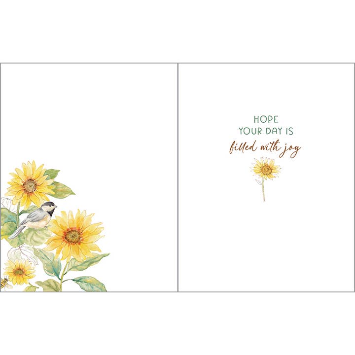 GINA B DESIGNS - Wholesale Birthday Card - Birthday Greeting Card - Sunflowers/Bees1