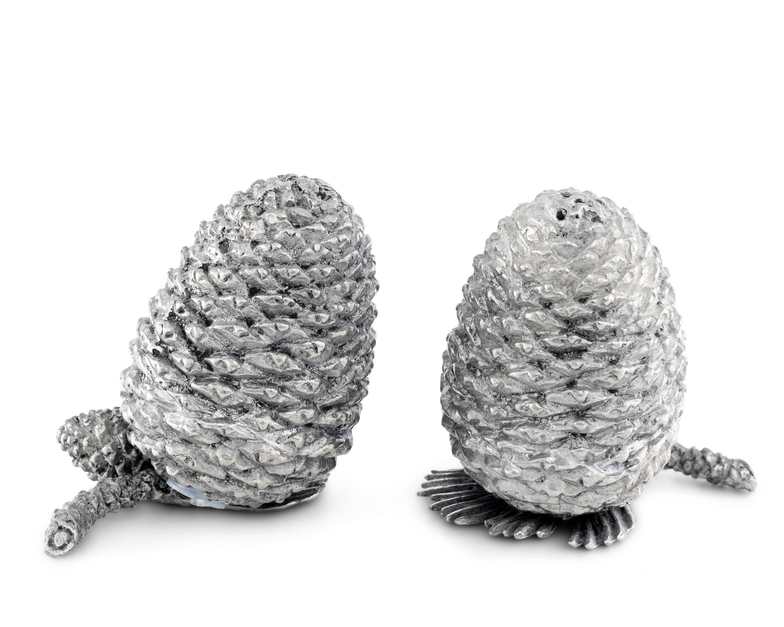 Vagabond House - Wholesale Salt & Pepper Shaker Set - Pewter Pine Cones Salt & Pepper Set3