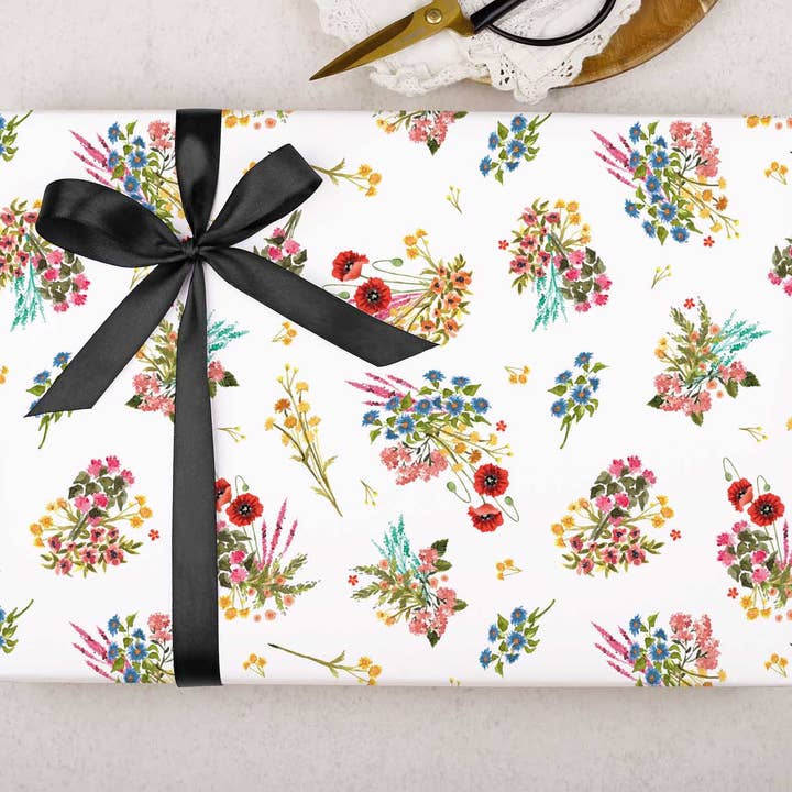 Wild Watercolour Flowers Wrapping Paper | Gift Wrap for wholesale by Making Meadows Ltd