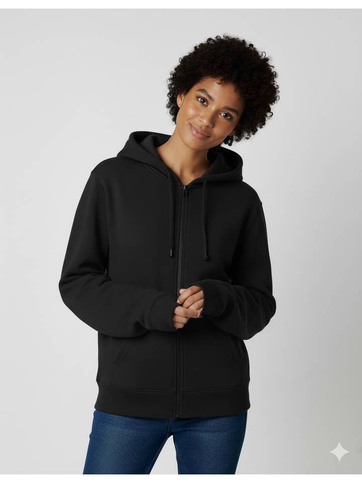 Black UNISEX FLEECE ZIPPER HOODIE for wholesale on Faire1