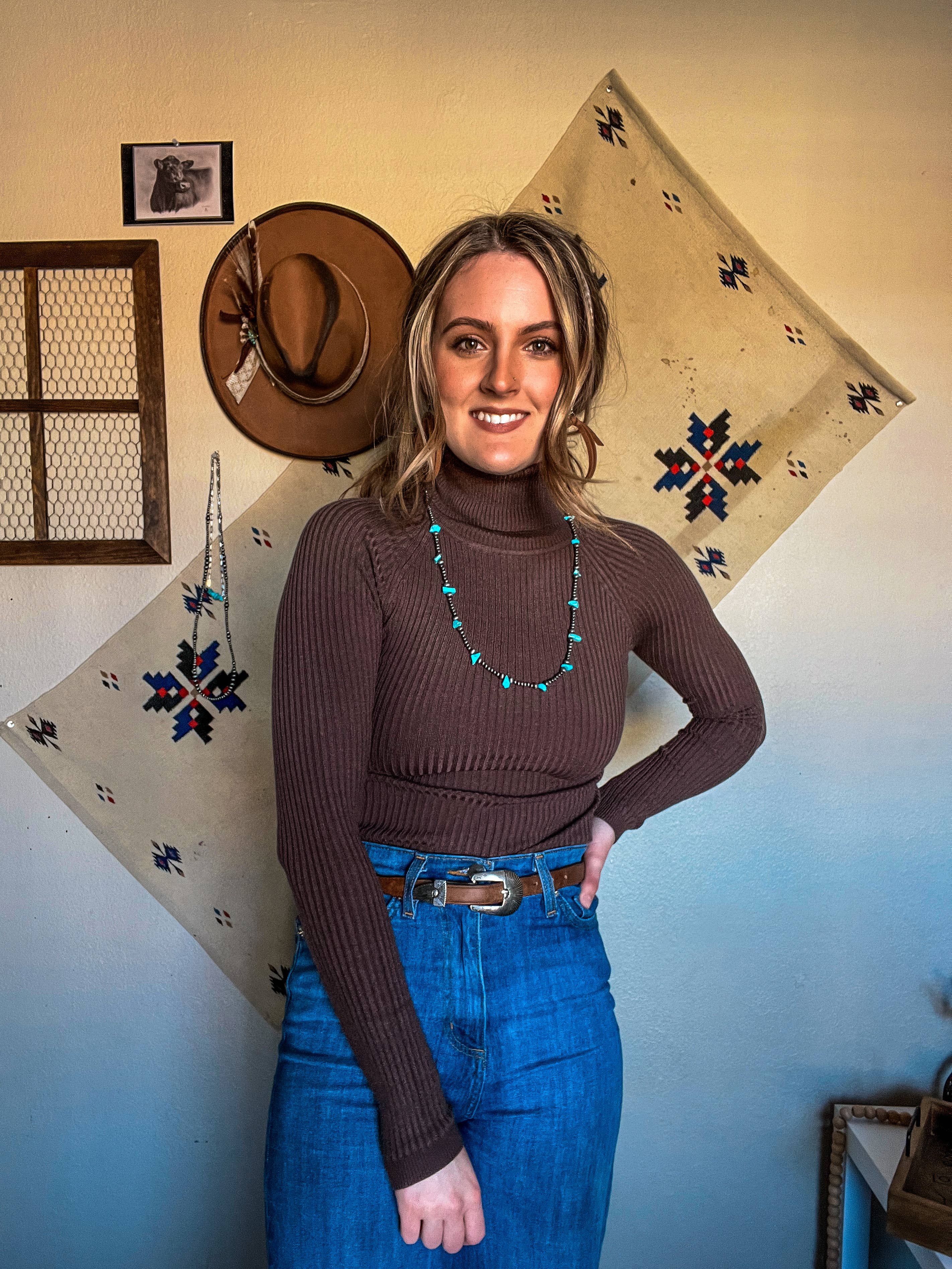 Flying A Designs - Wholesale Beaded/Pearl Necklace - Western Faux Navajo Pearl Turquoise Stackable Necklace1