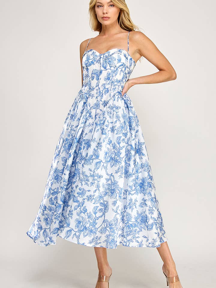 VID51648-2 ORGANZA BLOMSTERPRINT STROP LØS MAXIKJOLE for engroshandel hos The vintage shop