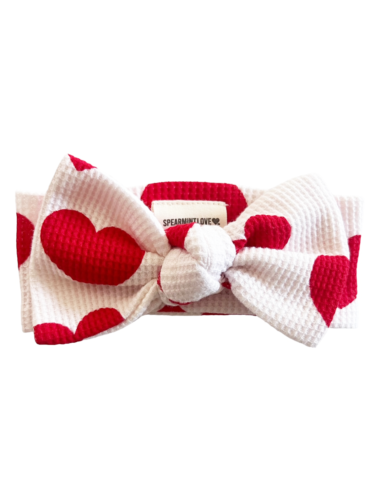 SpearmintLOVE - Wholesale Fashion Headband - Baby - Organic Waffle Knot Bow, Red Heart1