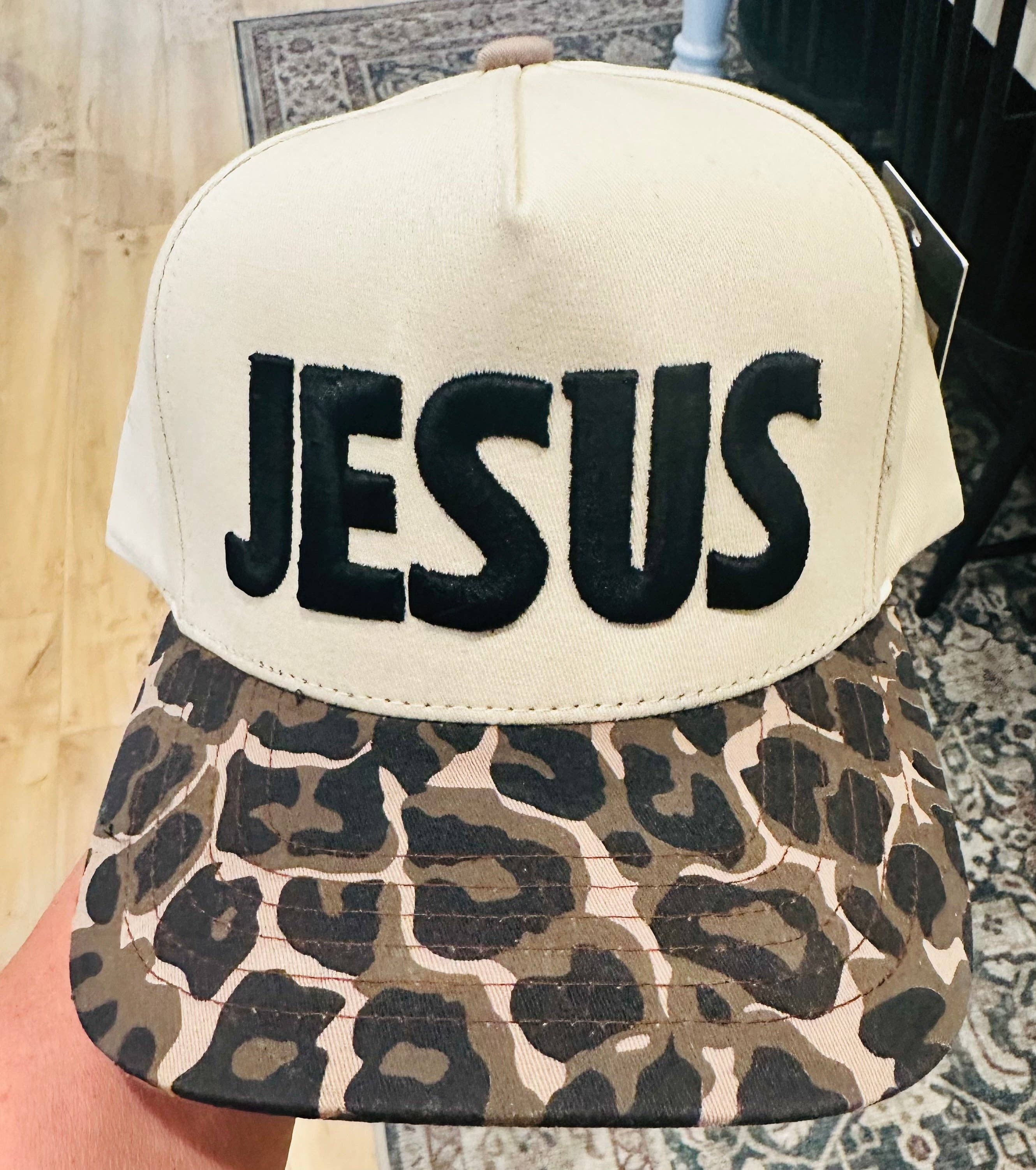 JESUS ON A LEOPARD AND NATURAL HAT for wholesale on Faire1