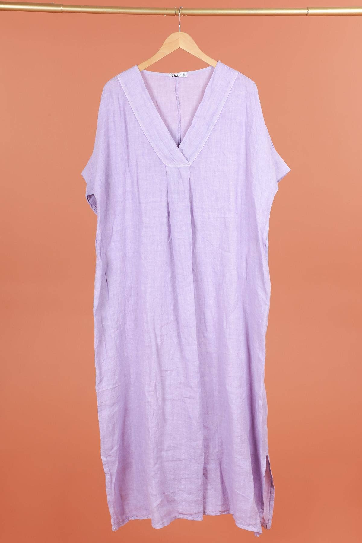 la maison des fibres naturelles - Wholesale Dress - Women's - Long dress v-neck 62733 100% linen17