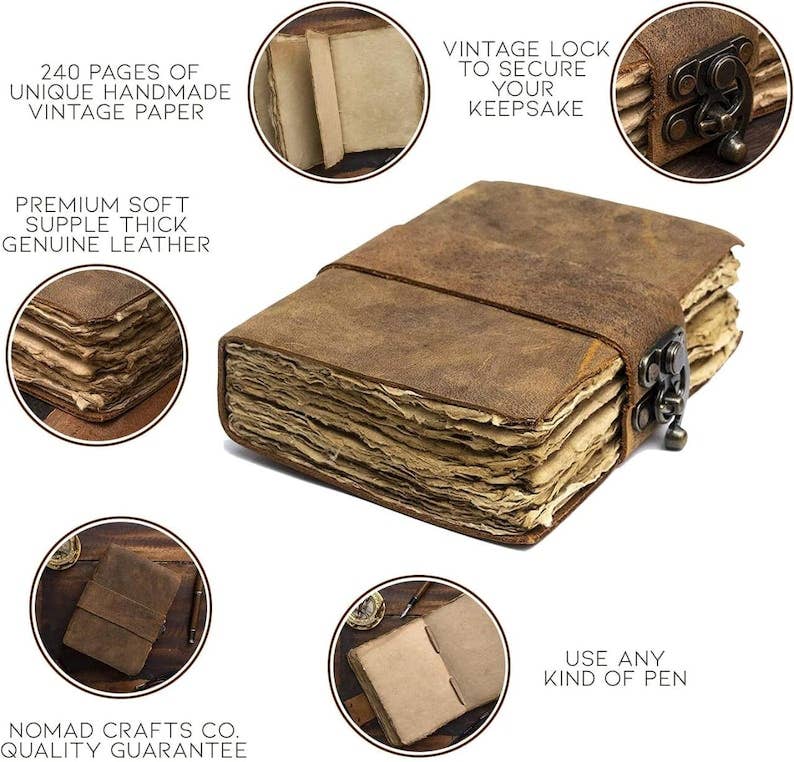 Leatherooze - Vente Journal intime - Journal en cuir marron rustique : Carnet antique1