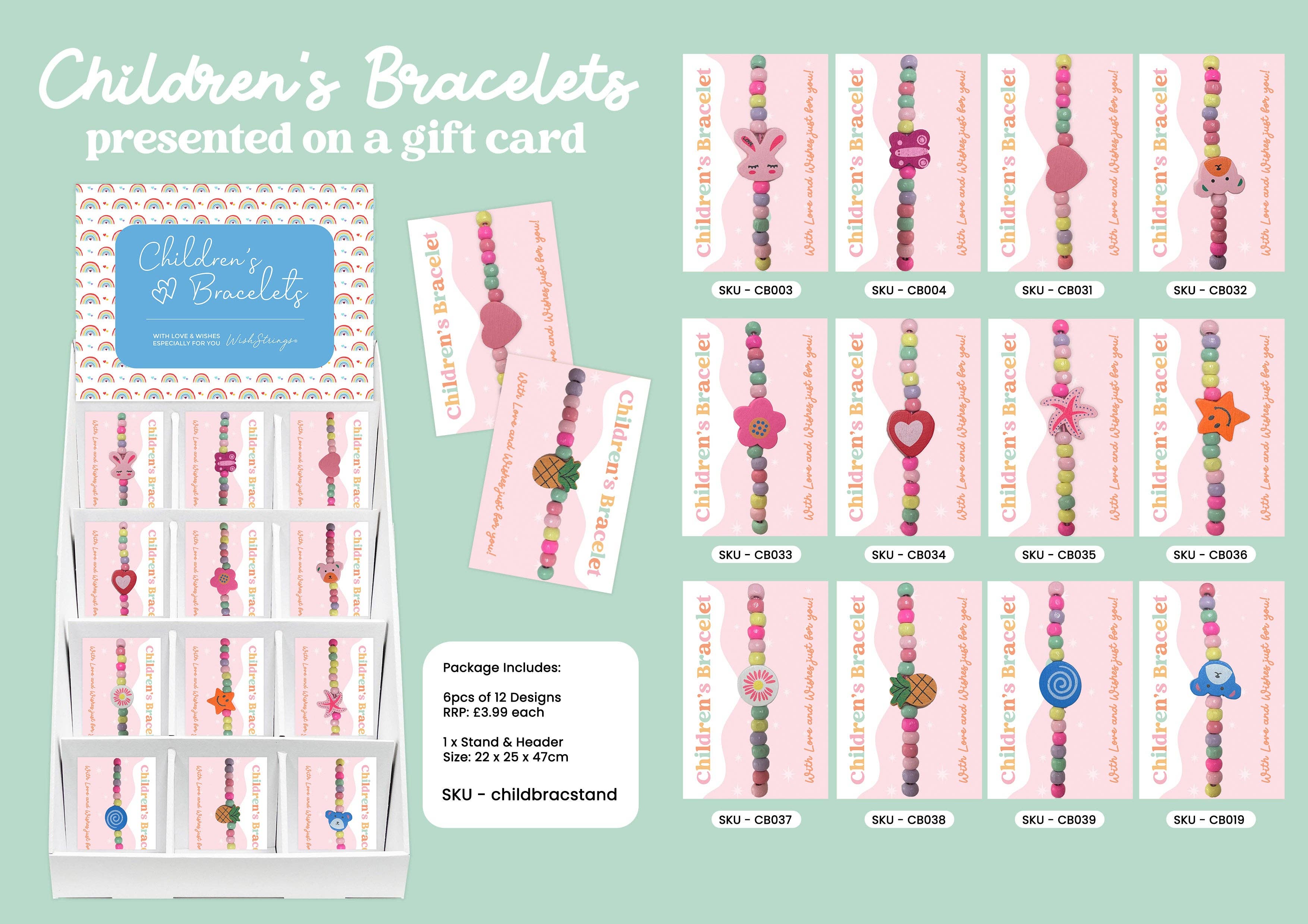WishStrings - Wholesale Bedelarmbandje - Kinderarmbandjes - Voorgevulde toonbankdisplay1