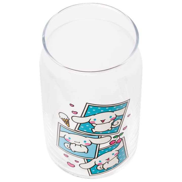 Silver Buffalo - Wholesale Drinking Glass/Cup - Cinnamoroll 16oz Glass Tumbler w Bamboo Lid *Ticketed*4