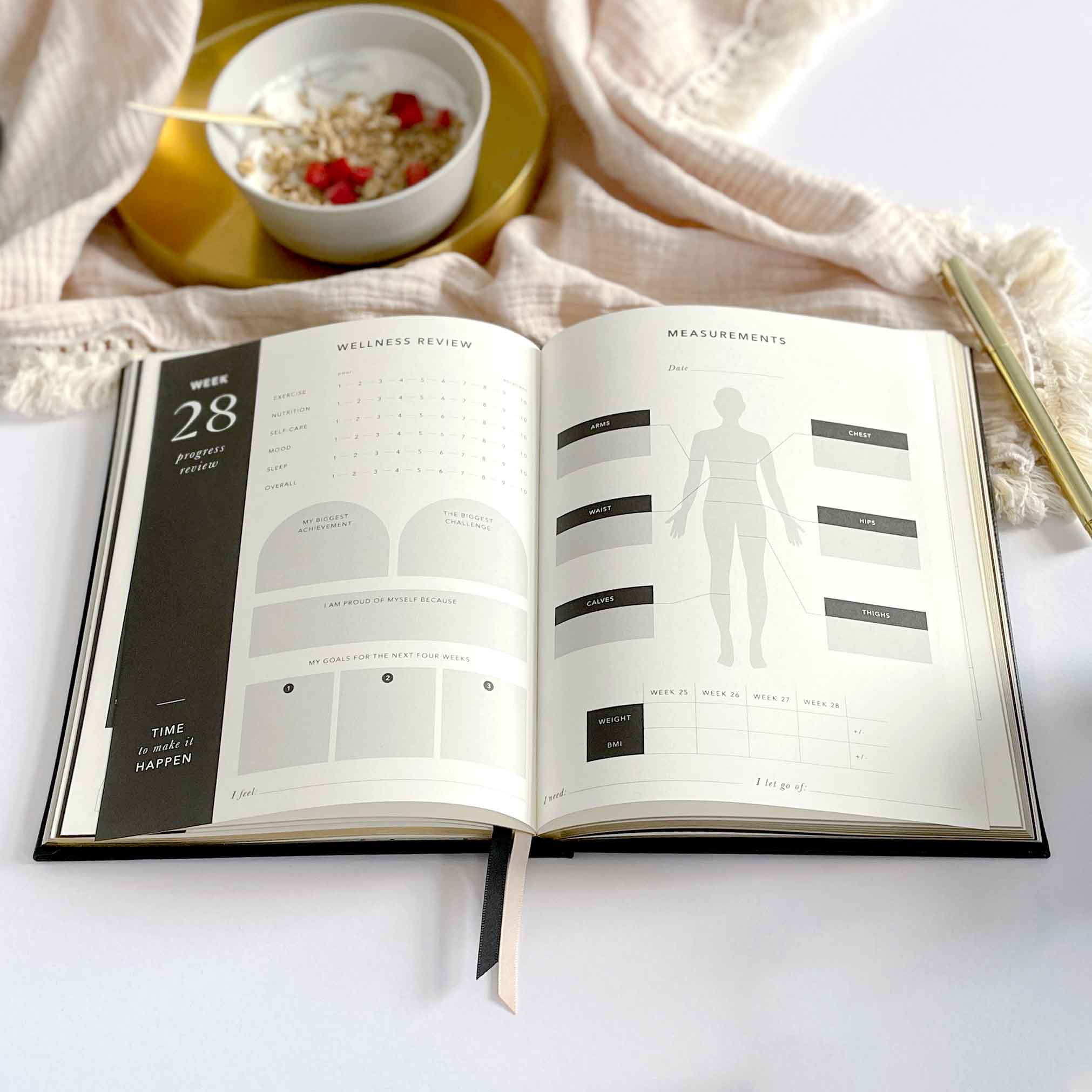Blush And Gold – Großhandel Planer – Mein täglicher Fitnessplaner - Trainings- und Essensplaner (Schwarz)7