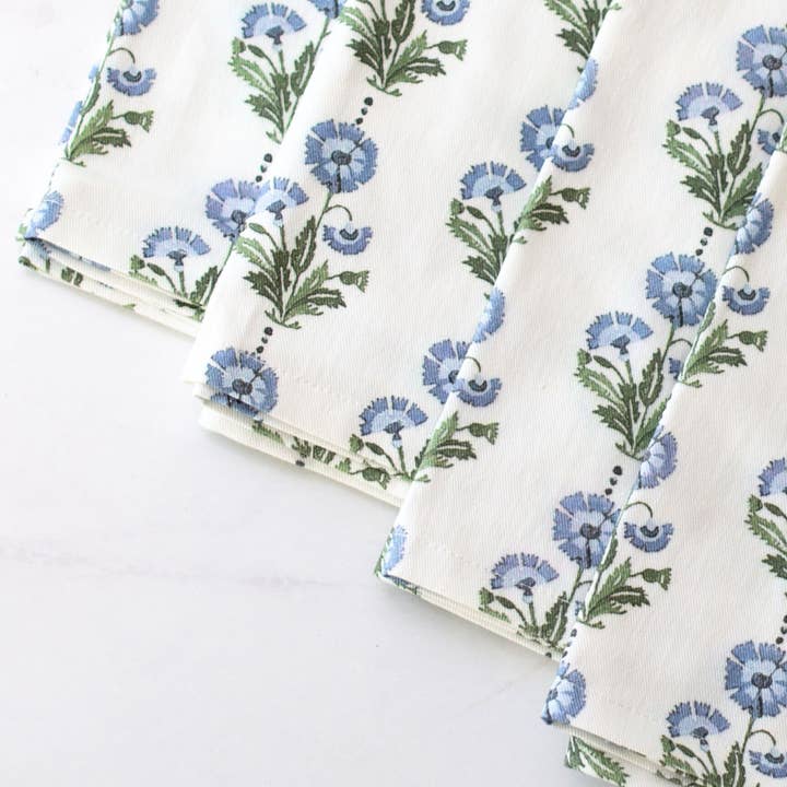 Tajik Home LLC - Wholesale Dinner & Cloth Napkin - Amalthea Blue Handcrafted Block Print Napkins - Set of 43
