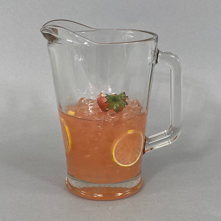 Fake Iced Strawberry Lemonade Pitcher for wholesale by Just Dough It! Fake Foods