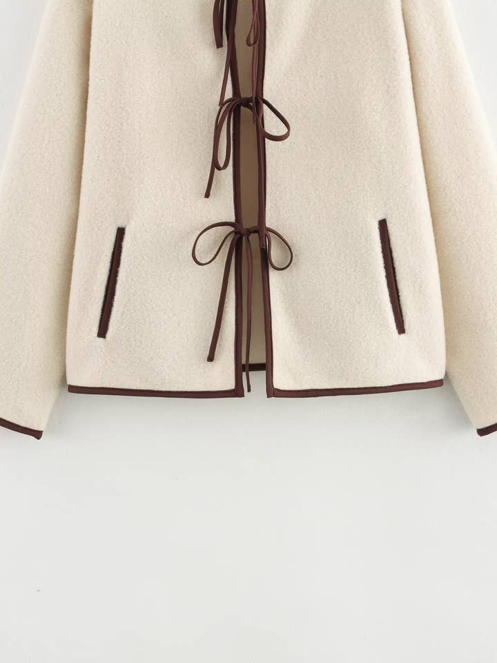 As Pictured Color 2025 Womens Fashion Fleece Jacket with LaceUp Trim for wholesale on Faire6