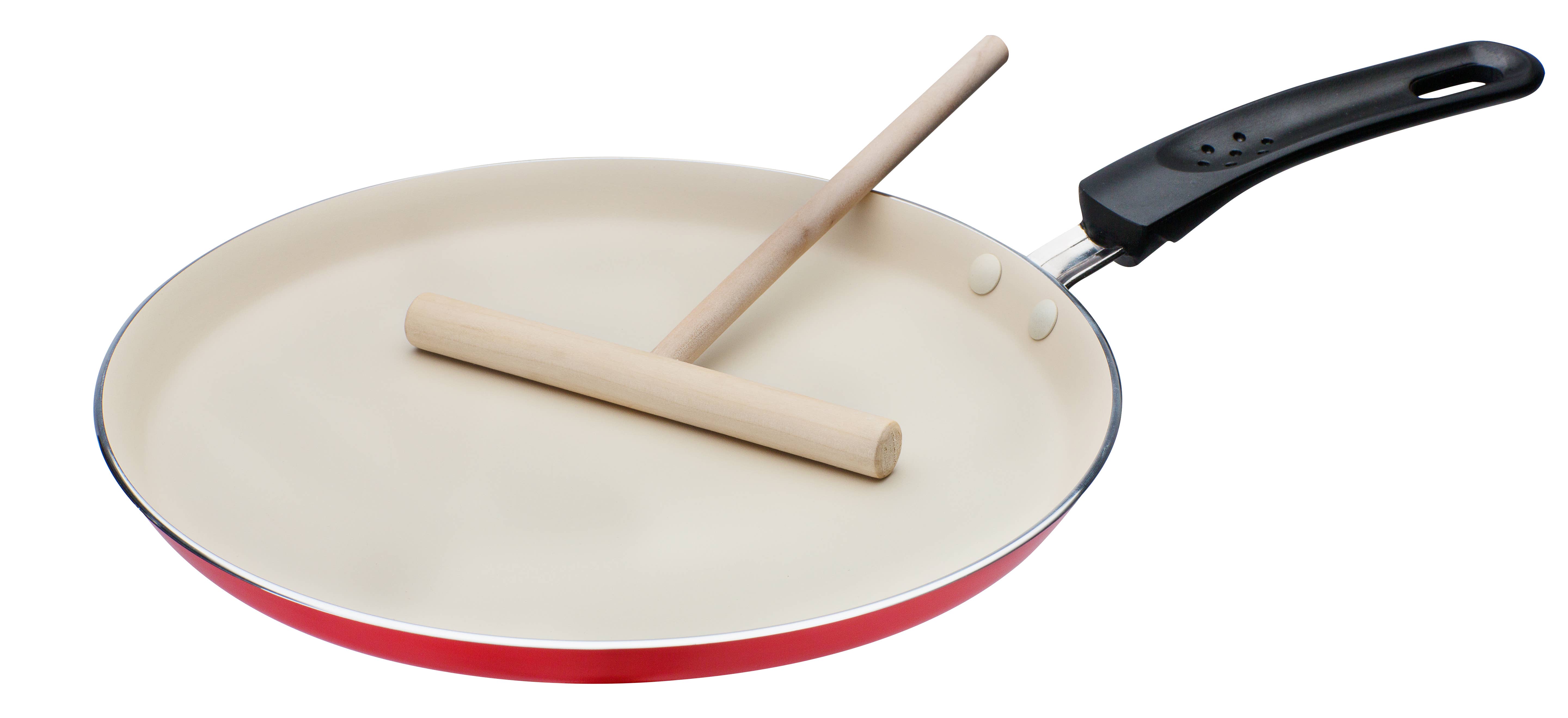 GSW Gäns Stahlwaren GmbH - Wholesale Pan - Induction crepe pan 26 cm red/cream with dough spreader0