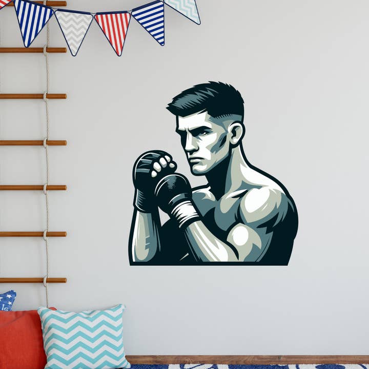Boxing Wall Sticker - Boxer Portrait Decal Wall Art for wholesale by Themed