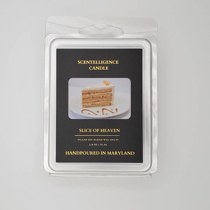 Slice of Heaven Wax Melt – Sweet Cake, Sugar & Butter Scent | 2oz Pillar Soy Blend for wholesale by Scentelligence Candle