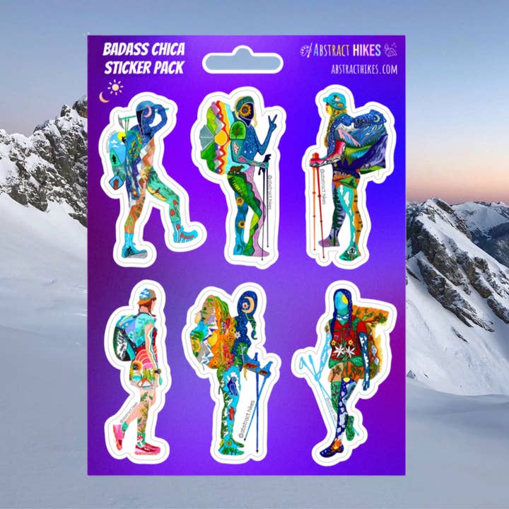 Abstract Hikes - Wholesale Sticker - Hiking Sticker: Badass Chica Sticker Pack Mini size0