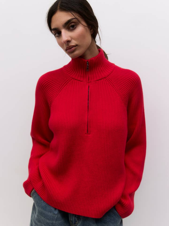MOD REF - Wholesale Knit Sweater - Women's - The Jules Sweater | Half-Zip Chunky Sweater5