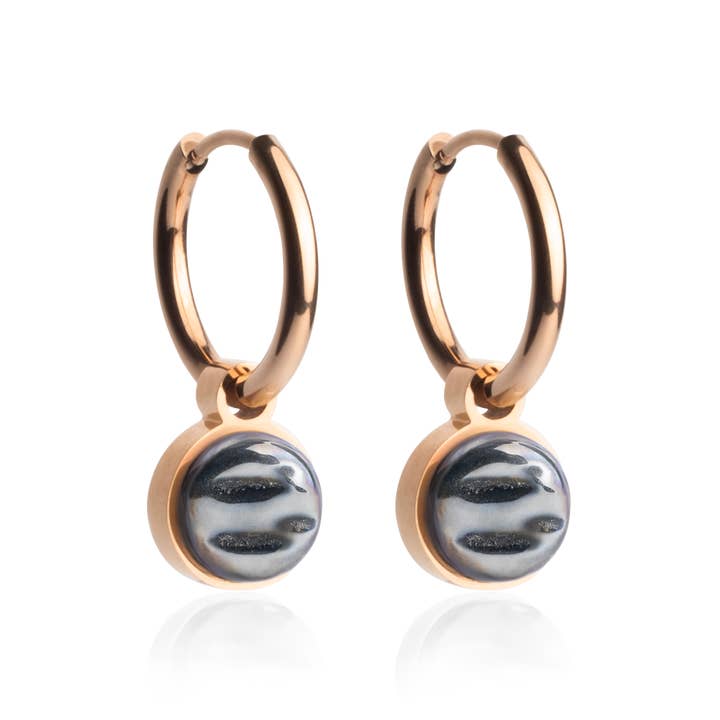 Mix & Match hoop earrings with pendant • rosé/hematite grey • 16mm for wholesale by ALEXASCHA