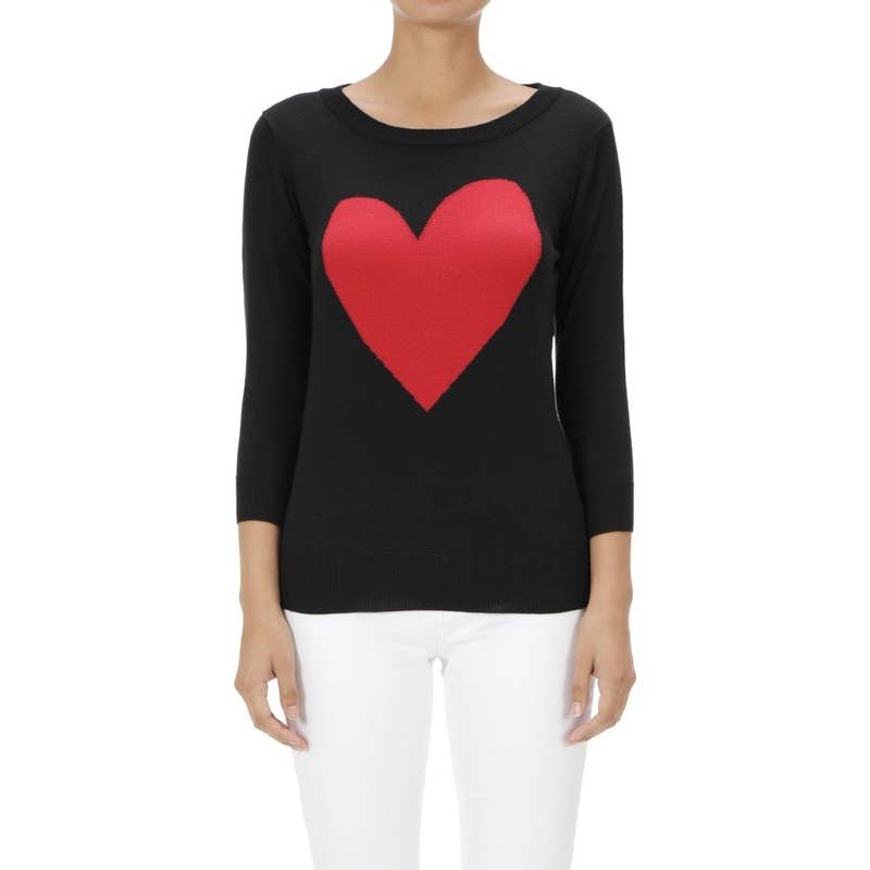 Mak – wholesale Pullovertröja - Dam – Heart Chenille Crewneck 3/4 ärm tröja MK359523