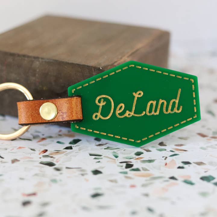 Poofy Cheeks - Wholesale Keychain - Women's - Custom Acrylic City Keychain - Cursive Font