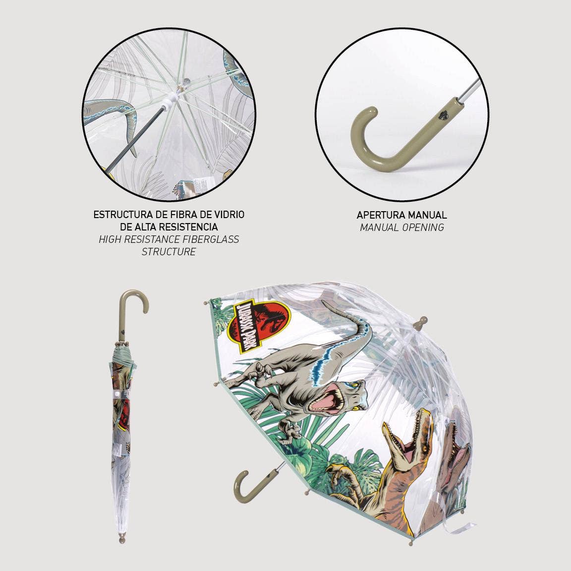 Mastoys, S.L. - Wholesale Umbrella - Kids - JURASSIC PARK BUBBLE HAND UMBRELLA - 24000007233