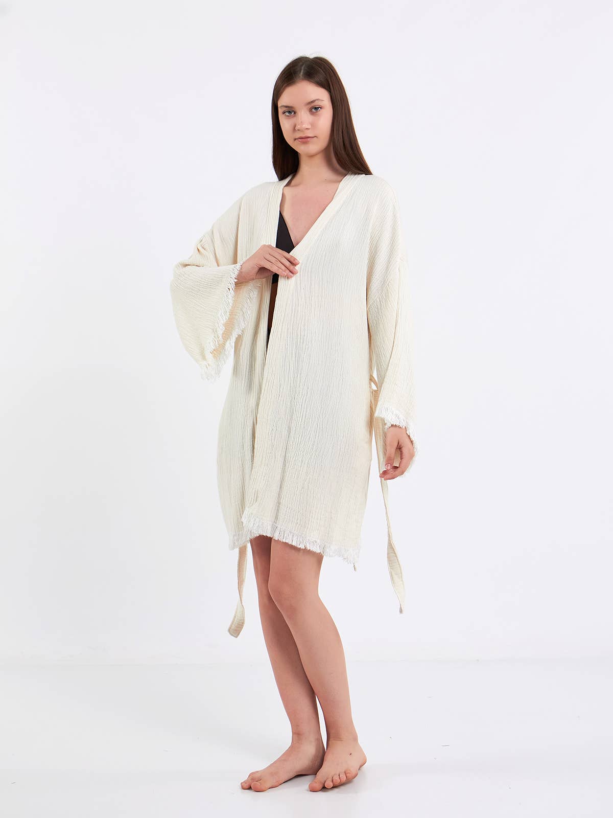 Yaz Concepts - Wholesale Kimono - Women's - White Bride Script Bridal Party Get Ready Short Kimono Robe 9