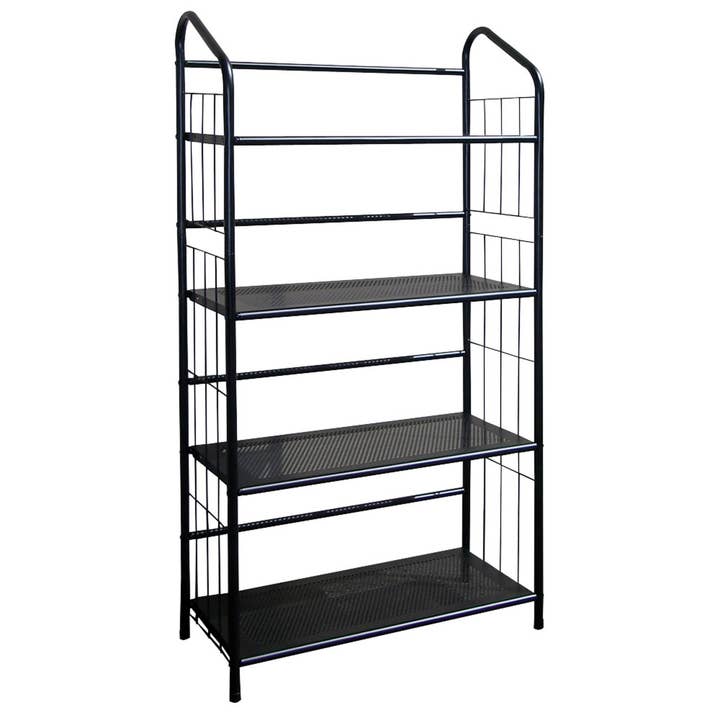 HomeRoots - Wholesale Bookcase - Black Four Shelf Metal Standing Book Shelf3