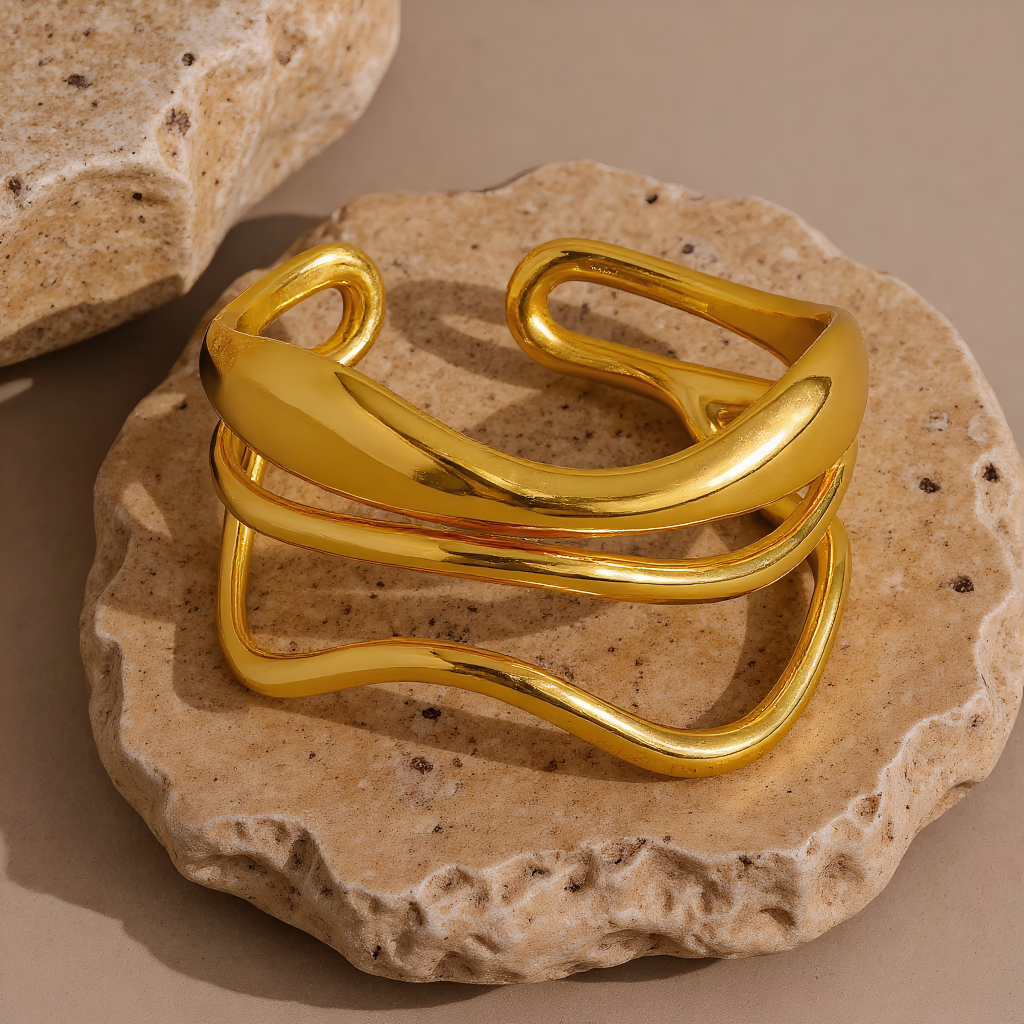 Katinki - Wholesale Cocktail/Statement Ring - Lyra Abstract Statement Ring – 18K Gold Plated Stainless0