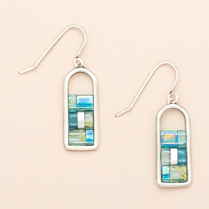 Good Karma Miyuki Frame Earring - Marine/Silver for wholesale by Scout Curated Wears